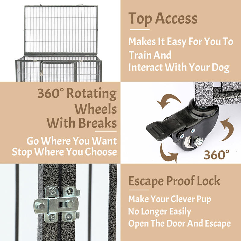 افتح قفص الكلب المعدني القابل للطي العلوي افتح قفص الكلب المعدني القابل للطي العلوي