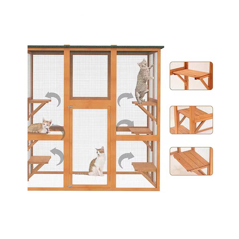 فيلا القطط الخشبية في الهواء الطلق مقاوم للماء قفص القفص فيلا القطط الخشبية في الهواء الطلق مقاوم للماء قفص القفص