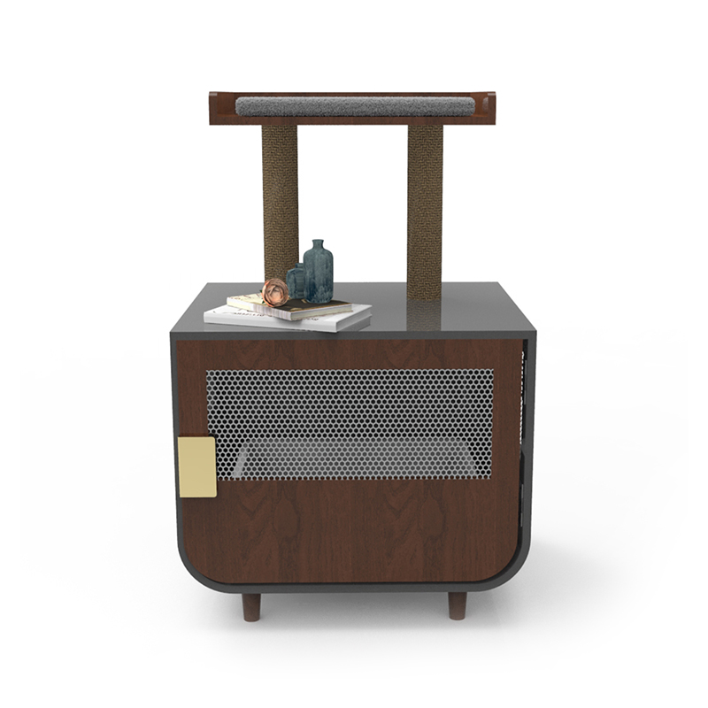 قفص قطة خشبية خفية للأثاث مع خزانة القمامة