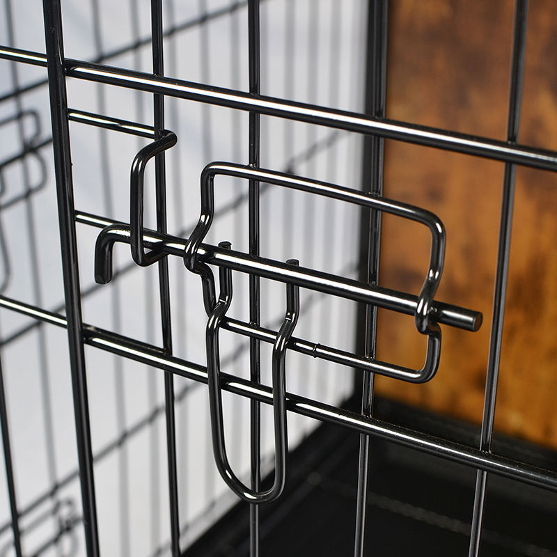 قفص الكلب على طراز الأثاث الخشبي الداخلي مع وسادة وعجلات قفص الكلب على طراز الأثاث الخشبي الداخلي مع وسادة وعجلات