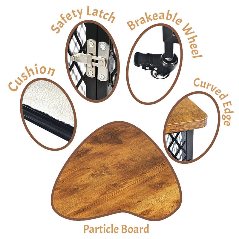 نمط الأثاث قفص كلب خشبي كبير مع عجلات ووسادة نمط الأثاث قفص كلب خشبي كبير مع عجلات ووسادة