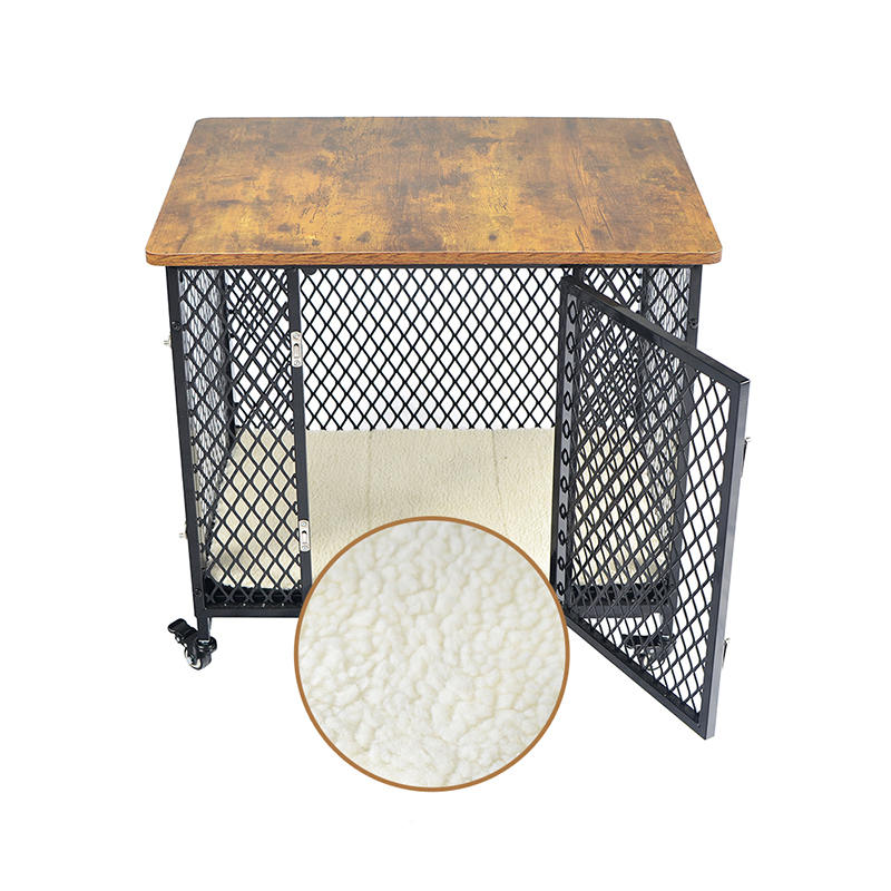 نمط الأثاث قفص كلب خشبي كبير مع عجلات ووسادة نمط الأثاث قفص كلب خشبي كبير مع عجلات ووسادة