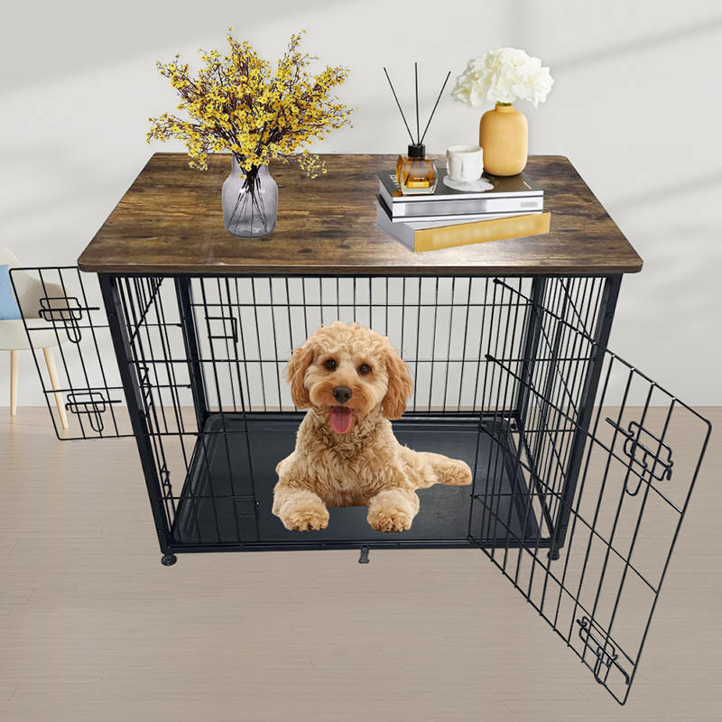 قفص كلب خشبي كبير مع صينية قابلة للإزالة قفص كلب خشبي كبير مع صينية قابلة للإزالة