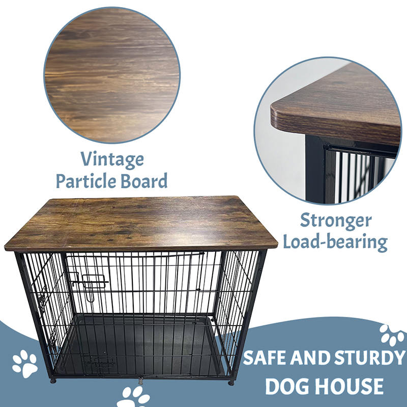قفص كلب خشبي كبير مع صينية قابلة للإزالة قفص كلب خشبي كبير مع صينية قابلة للإزالة