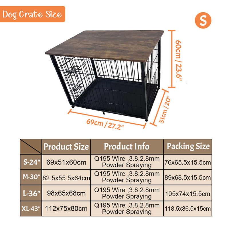 قفص كلب خشبي كبير مع صينية قابلة للإزالة قفص كلب خشبي كبير مع صينية قابلة للإزالة