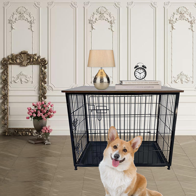 قفص كلب خشبي كبير مع صينية قابلة للإزالة قفص كلب خشبي كبير مع صينية قابلة للإزالة