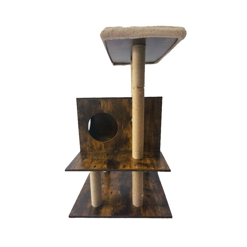 خشب البرج الخشبي Cat House Sisal Scratching Posts Cat Tree Climbing Framing