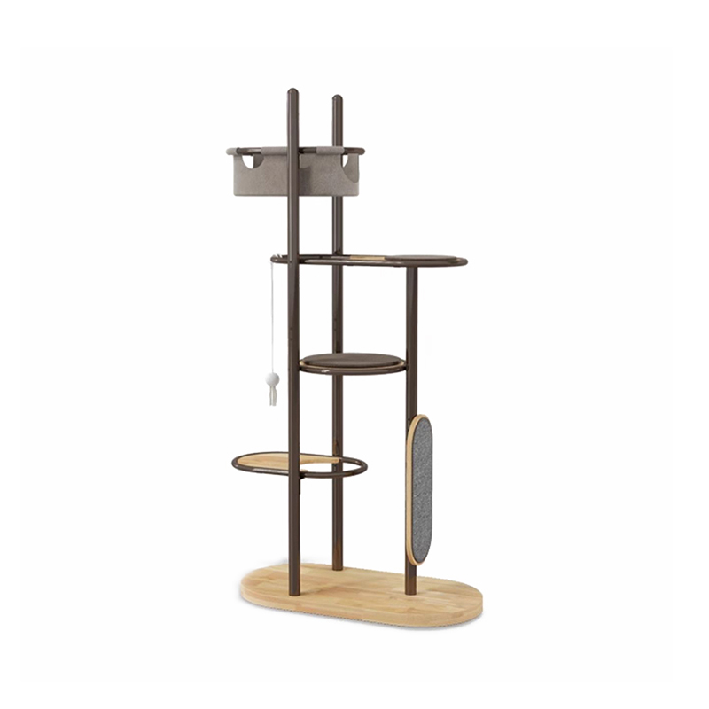 من الأرض إلى السقف طويل القامة الداخلية من خشب الخشب الخشب الشجرة الشقة مع سلة نوم