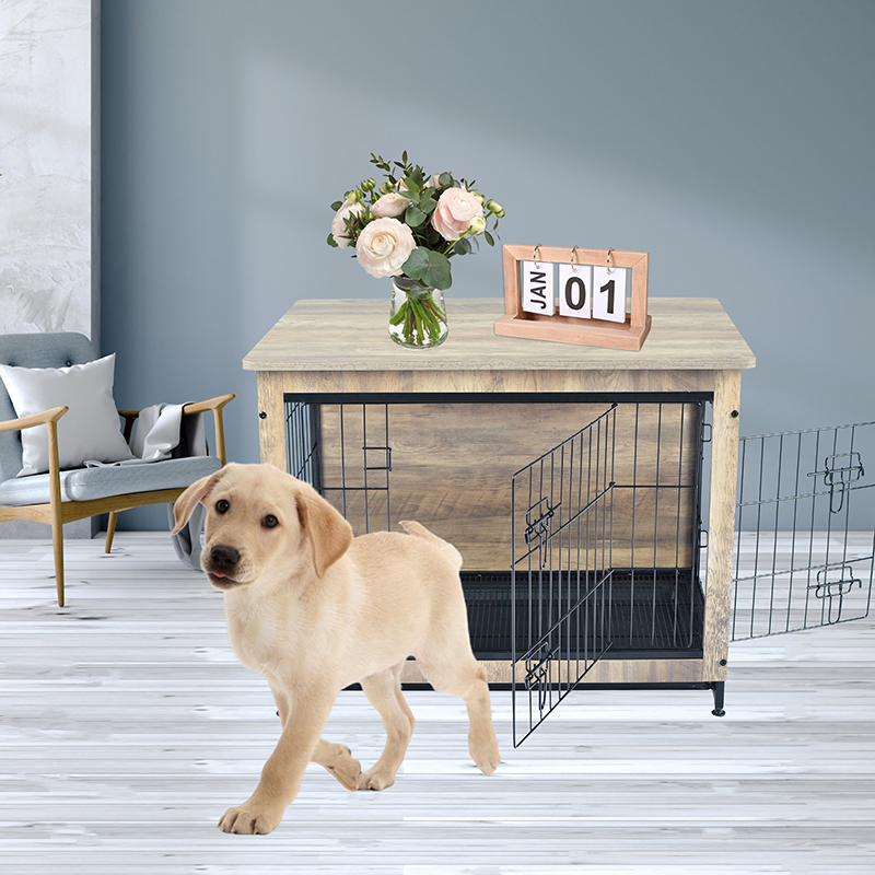 العاج الداخلي الأثاث الخشبي على غرار الكلب المعدني قفص الكلب العاج الداخلي الأثاث الخشبي على غرار الكلب المعدني قفص الكلب