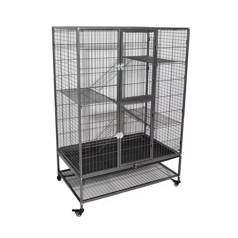 قفص قطة داخلي معدن كبير 2/3/4/4 مستويات مع عجلات قفص قطة داخلي معدن كبير 2/3/4/4 مستويات مع عجلات