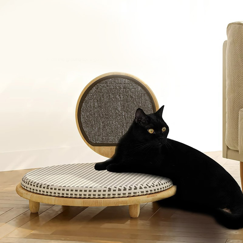 خشب الصلب دافئ سرير القطط مع لوحة الخدش خشب الصلب دافئ سرير القطط مع لوحة الخدش