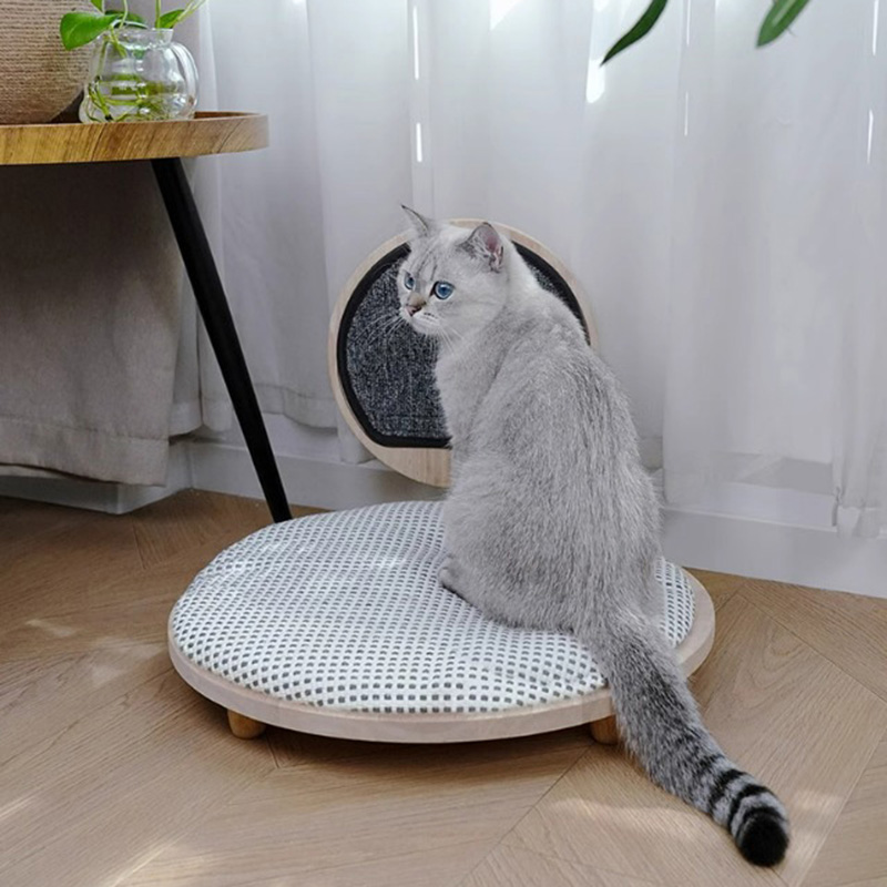 خشب الصلب دافئ سرير القطط مع لوحة الخدش خشب الصلب دافئ سرير القطط مع لوحة الخدش