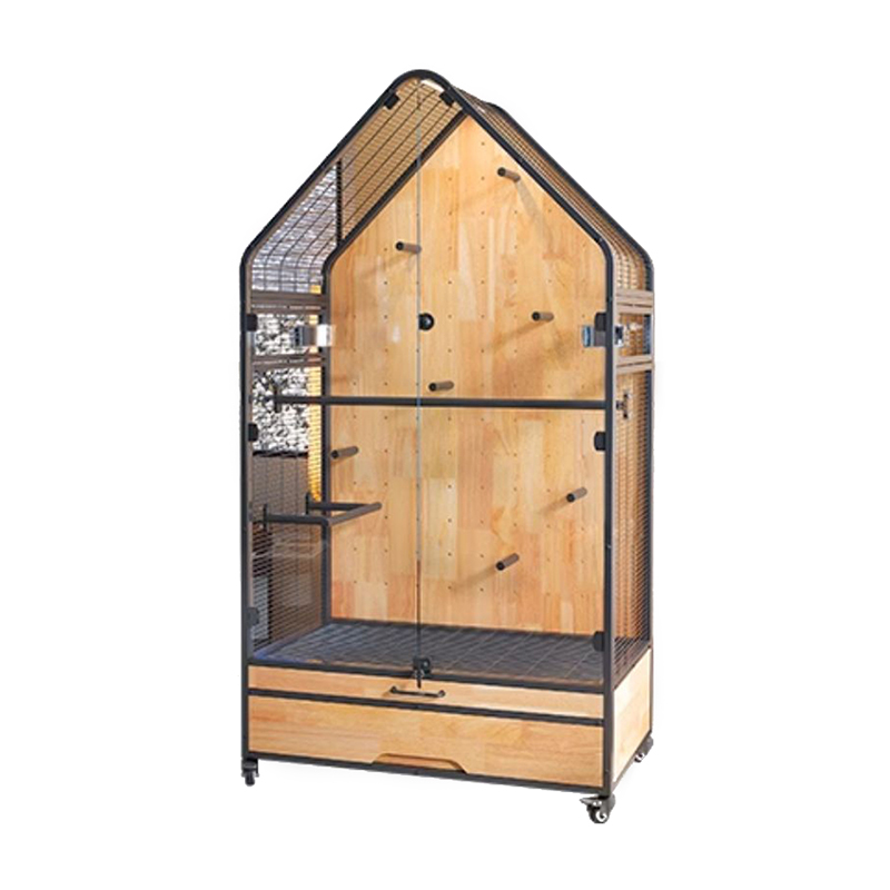 القفص الخشبي والصلب كبير القابل للإزالة DIY أقفاص تربية الطيور ببغاء ببغاء مع عجلات الوقوف