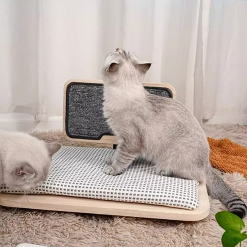 خشب الصلب دافئ سرير القطط مع لوحة الخدش خشب الصلب دافئ سرير القطط مع لوحة الخدش
