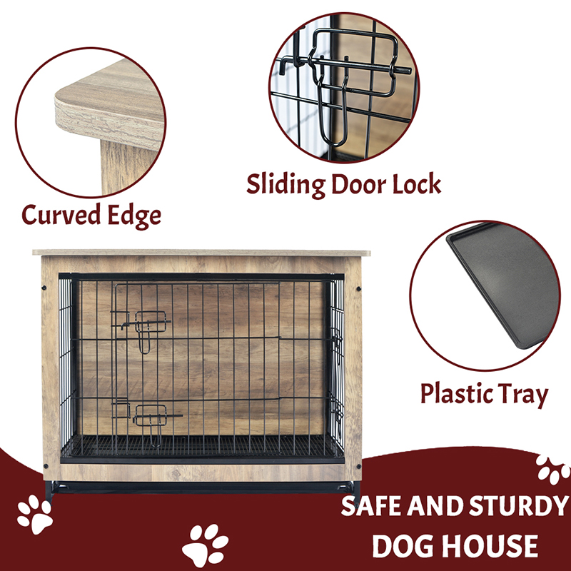 العاج الداخلي الأثاث الخشبي على غرار الكلب المعدني قفص الكلب العاج الداخلي الأثاث الخشبي على غرار الكلب المعدني قفص الكلب