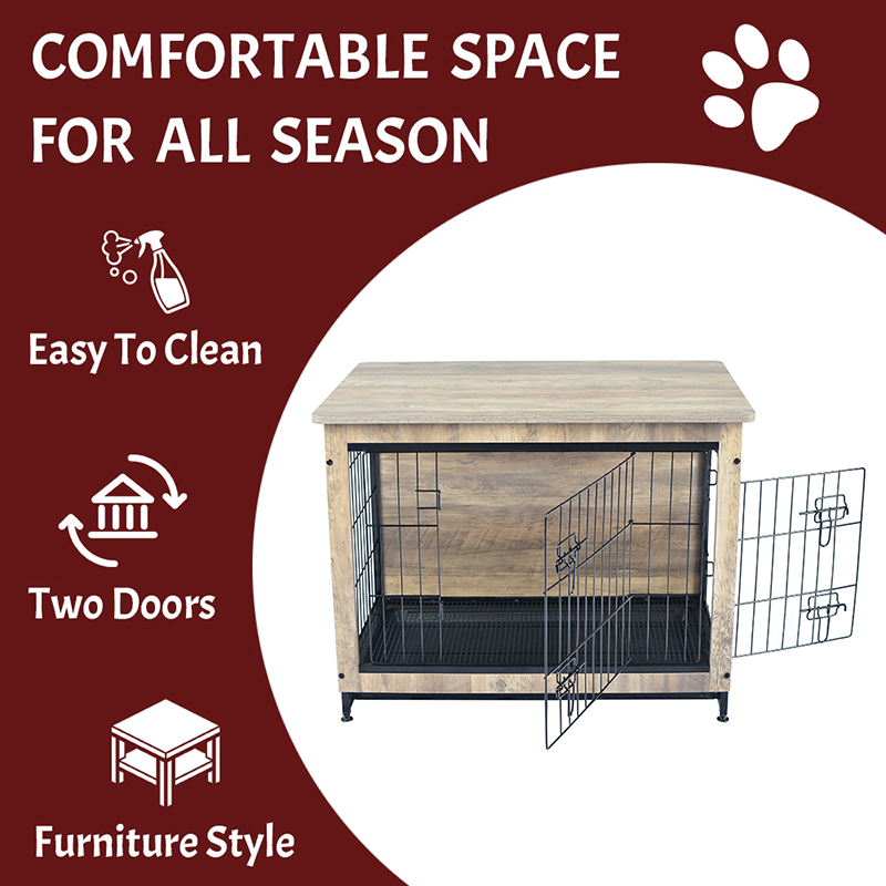 العاج الداخلي الأثاث الخشبي على غرار الكلب المعدني قفص الكلب العاج الداخلي الأثاث الخشبي على غرار الكلب المعدني قفص الكلب