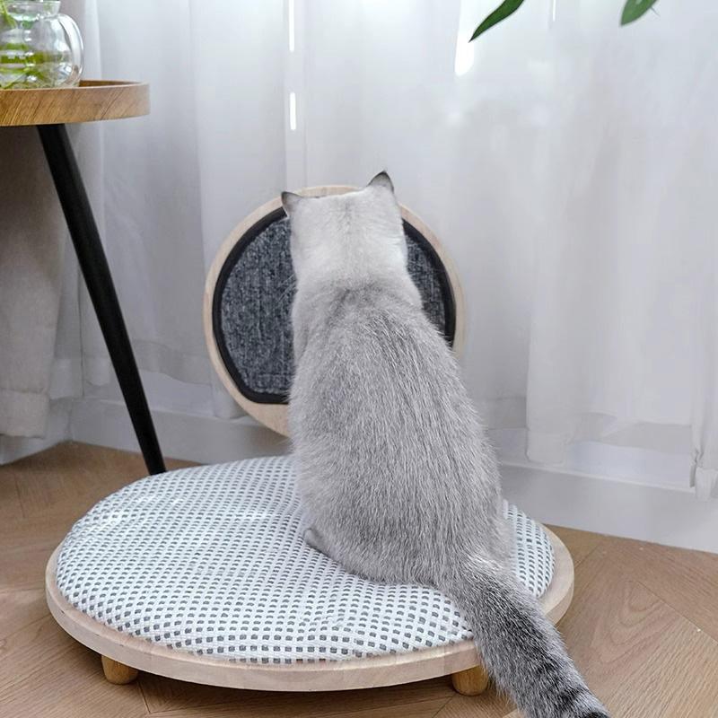 خشب الصلب دافئ سرير القطط مع لوحة الخدش خشب الصلب دافئ سرير القطط مع لوحة الخدش