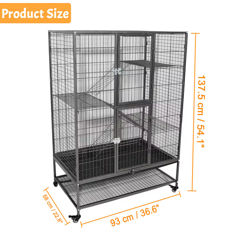 قفص قطة داخلي معدن كبير 2/3/4/4 مستويات مع عجلات قفص قطة داخلي معدن كبير 2/3/4/4 مستويات مع عجلات