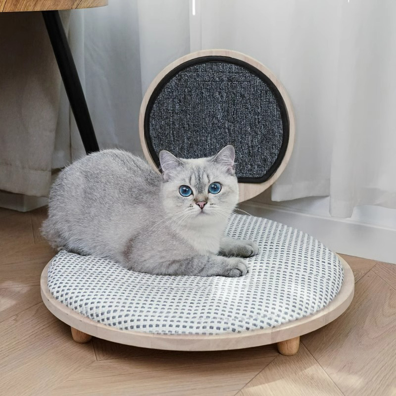 خشب الصلب دافئ سرير القطط مع لوحة الخدش خشب الصلب دافئ سرير القطط مع لوحة الخدش