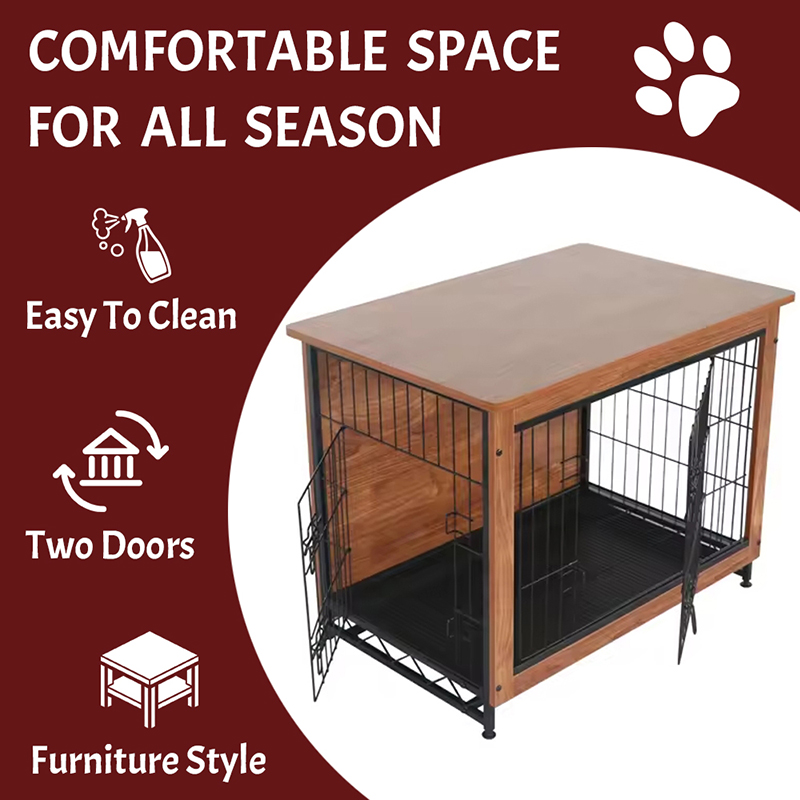 داخلي كبير خشب الأثاث المعدني على طراز الكلب قفص الكلب داخلي كبير خشب الأثاث المعدني على طراز الكلب قفص الكلب