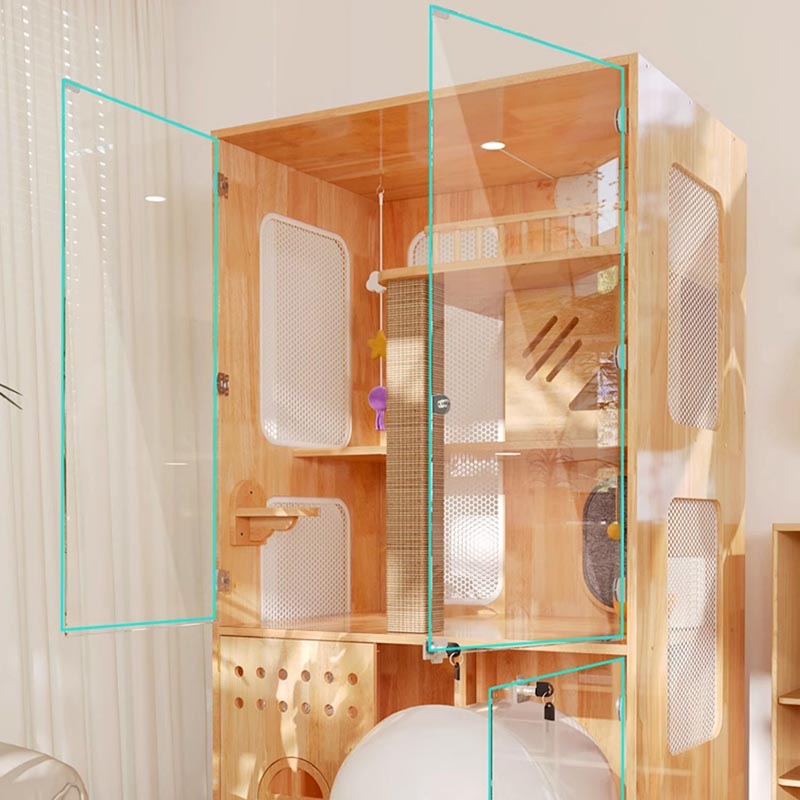 بانوراميك داخلي فيلا قفص القفص الصلبة حاوية منزل القط بانوراميك داخلي فيلا قفص القفص الصلبة حاوية منزل القط