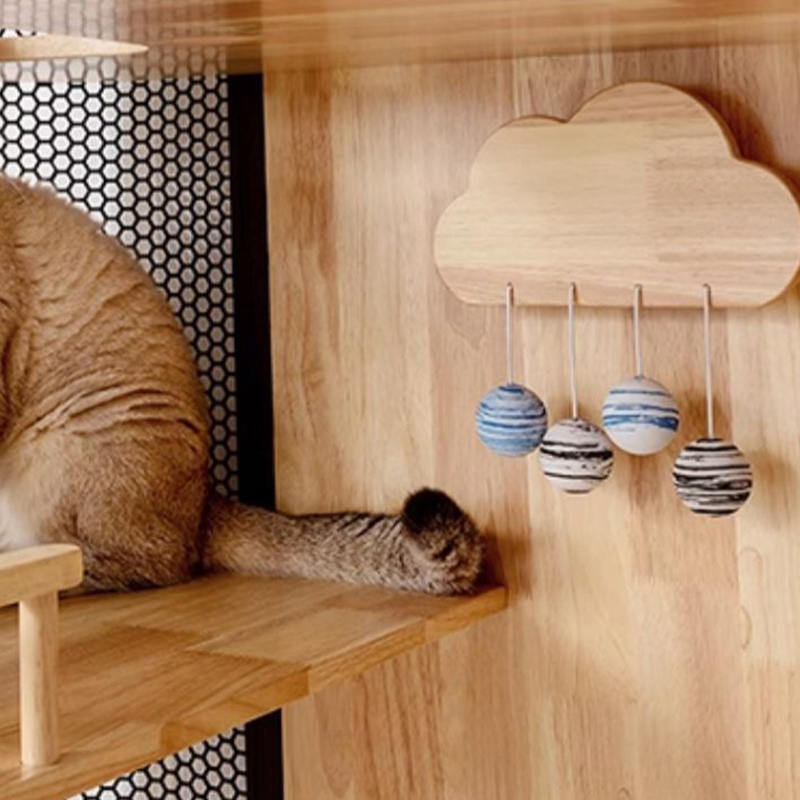 خشب المطاط قط القطة الخشب خزانة فيلا بانورامية قفص خشب المطاط قط القطة الخشب خزانة فيلا بانورامية قفص