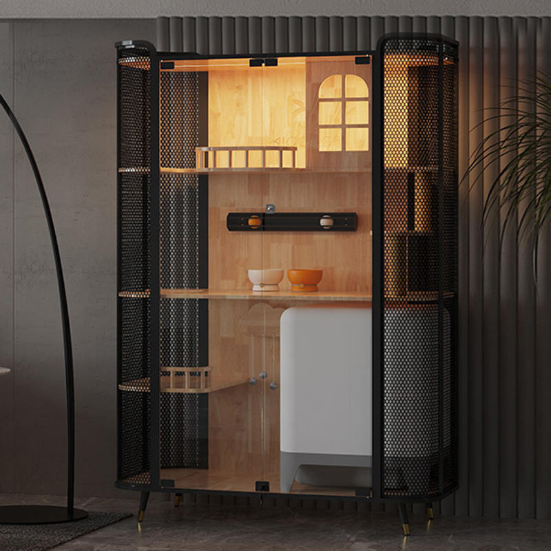 خشب المطاط قط القطة الخشب خزانة فيلا بانورامية قفص خشب المطاط قط القطة الخشب خزانة فيلا بانورامية قفص