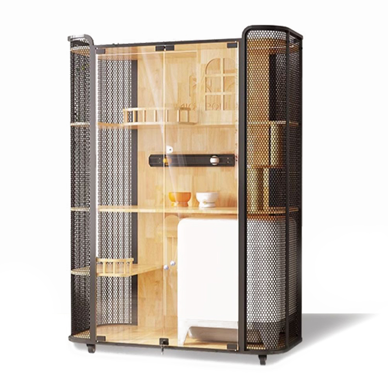 خشب المطاط قط القطة الخشب خزانة فيلا بانورامية قفص خشب المطاط قط القطة الخشب خزانة فيلا بانورامية قفص